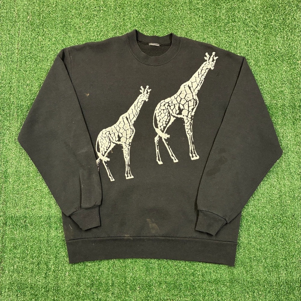 Vintage 90's Giraffe Nature Graphic Crewneck Sweatshirt